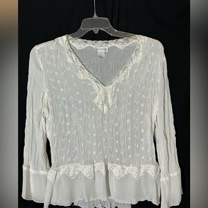 Allison Taylor White Romantic Blouse NWOT Size XL